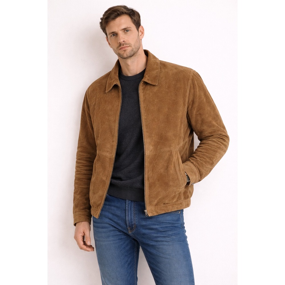 VINTAGE American Classics Colebrook Jacket Mens XL Brown Genuine Leather Bomber